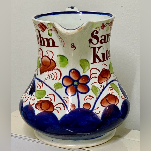 c. 1840 Unrecorded Gaudy Welsh Marriage Jug Inscribed "John & Sarah Kitson" - Picture 10 of 16